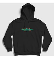 Presmono Unisex Beyaz Little Alligator Timsah Kapüşonlu Sweatshirt 288543tt (Siyah)