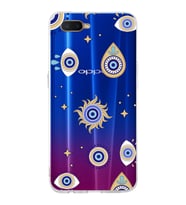 PrintiFy Oppo RX17 Neo  ile Uyumlu 1mm Slim Fit Nazar Boncuğu 5 Baskılı Şeffaf  Kılıf