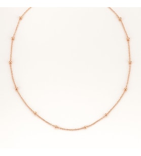 Gümüş Top Zincirli Kolye Roz Gümüş Kolye Uc-558 (Rose)
