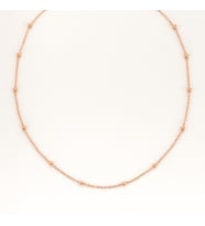 Gümüş Top Zincirli Kolye Roz Gümüş Kolye Uc-558 (Rose)