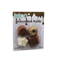 12PCS RENKLİ SİLİKON MUFFİN - KEK KALIP MİX ŞEKİL= 3-DİKDÖRTGEN - 3-YUVARLAK - 3-RÜZGAR GÜLÜ - 3-YILDIZ (5343)