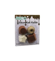 12PCS   RENKLİ SİLİKON  MUFFİN - KEK KALIP MİX ŞEKİL= 3-DİKDÖRTGEN - 3-YUVARLAK - 3-RÜZGAR GÜLÜ - 3-YILDIZ (5343)