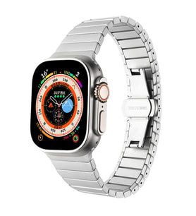 Apple Watch 7 41mm Uyumlu Kordon Metal Paslanmaz Klipsli KRD-79 Kayış (Gri)