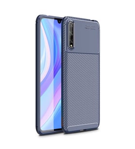 Huawei P Smart S (Y8P) Kılıf Karbon Silikon Case (Lacivert)