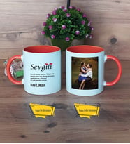 Sevgiliye Hediye Kupa Bardak Turuncu Fotoğraflı Sevgililer Günü Hediyesi