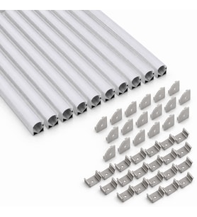 10’lu Set Köşe LED Profil Kanal 18x18mm 1 Metre Alüminyum Sıva Üstü LED Şerit Kanalı Opak Kapaklı Tutuculu 8987