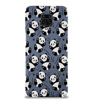 Xiaomi Redmi Note 9 Pro Uyumlu Lansman Kılıf Panda Tasarımlı İçi Kadife Kapak-Petrol Mavisi (Şeffaf)