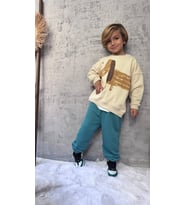 Cg Kids Dog Temalı Mükemmel Baskı Renk Kalitesi Erkek Çocuk 3 İplik Alt Üst Takım (Mint Yeşili)