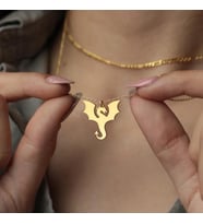 Kişiye Özel 925 Ayar Gümüş Zarif Ejderha Model Kolye (Gold)