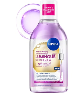 Luminous630 Skin Glow Parlaklık Etkili Micellar Makyaj Temizleme Suyu 400 ml, Serum İçerikli, PHA, Hyaluronik Asit, Arındırıcı, Nemlendirici