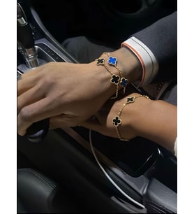 van cleef model 2li sevgili kararmaz çelik siyah yonca bileklik