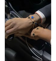 van cleef model 2li sevgili kararmaz çelik siyah yonca bileklik