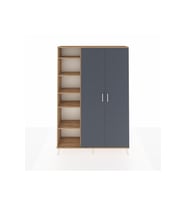 Arges Dolap 7 Raflı 2 Kapaklı Tek Askılı 132x30x195 Çam-Antrasit/Çam