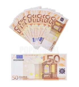 50 Adet 50 Euro Geçersiz Para Parti Şaka Düğün Oyun Parası Fim Dizi Çekimleri İçin (Sarı)