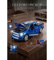 1:22 Ölçek Metal Ford Pickup Model Araba - Sesli, Işıklı ve Çek Bırak Off-Road Oyuncak Arazi Aracı