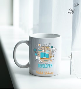 Kişiye Özel İsim ve Fotoğraflı Developer Temalı Kupa Bardak No:001