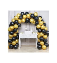 Siyah Gold Balon Ve Balon Şişirme Pompası Zincir Balon Seti