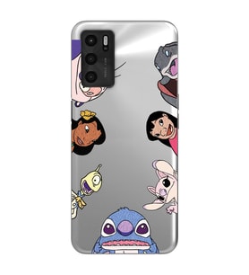 Oppo A16 / A55 Uyumlu Stitch Tüm Karakterler Tasarımlı Şeffaf Telefon Kılıfı