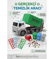 Sesli Işıklı ve Havalı Mekanizmalı Eğitici Çöp Kamyonu Seti 4 Geri Dönüşüm Kutulu Oyuncak