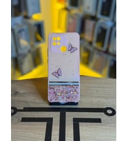 Redmi 10C Uyumlu Kelebek Figürlü Simli Parlak Telefon Kılıfı (Pembe)