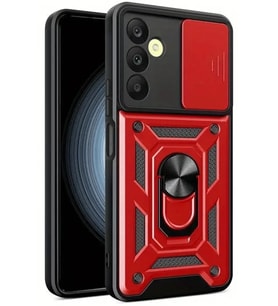 Newface Samsung Galaxy S24 FE Pars Lens Yüzüklü Silikon - Kırmızı
