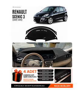 RENAULT SCENIC 3 (2009-2016) Uyumlu Torpido Örtüsü Torpido Kılıfı - Siyah