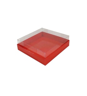 Asetat Kapaklı Karton Kutu Havlu Kutusu 20X20X5  CM (10 Adet)  Kırmızı