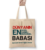Babalar Günü Babaya Hediye 08 Bez Çanta Uzun Saplı