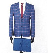 Erkek Slim Fit Sivri Yaka Lacvivert Drop 6 Takım Elbise