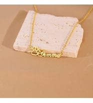 Kişiye Özel 925 Ayar Gümüş Pati İsim Kolye (Gold)