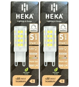 (2 Adet) Heka 5W (37W) 6500K (Beyaz Işık) G9 Duylu Dim Edilebilir Led Kapsül Ampul