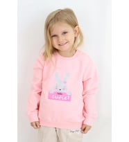 Breeze Kız Çocuk Sweatshirt Sevimli Simli Tavşancık Baskılı 1.5-5 Yaş, Pembe