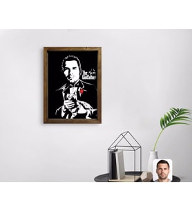 BK Gift Kişiye Özel Godfather Baba Tasarımlı Doğal Masif Ahşap Çerçeveli Tablo 45x65cm-2