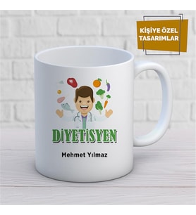 Kişiye Özel İsim Yazılabilir Diyetisyen Kupa Bardak