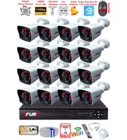 FURY 16 Kameralı 2MP Full HD Görüntü 6 Atom Led Gece Görüşlü Dış Mekan Güvenlik Kamerası Seti 1TB