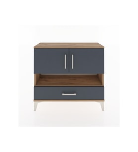 Arges Şifonyer 3 Raflı Tek Çekmeceli 2 Kapaklı 88x30x80 Çam-Antrasit