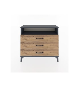 Arges Şifonyer Tek Raflı 3 Çekmeceli 88x30x80 Antrasit-Çam
