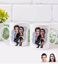 BK Gift Kişiye Özel Sevgililer Karikatürlü İkili Kupa Bardak-6