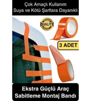 3 Adet İz Bırakmaz 50mmx 30mt Araba Montaj Bandı Oto Araç Sabitleme Bant Ekstra Güçlü Suya Dayanıklı