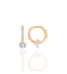 Gümüş rose zirkon taşlı tasarım halka küpe SGTL11848ROSE