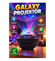 Sesle Aktifleşen Bluetooth Hoparlörlü Ayarlanabilir Galaxy Yıldız Projektörü Gece Lambası