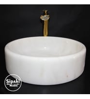 Sipahi Marble Afyon Kristal Beyaz Silindir Lavabo
