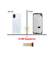Oppo A92 Beyaz Uyumlu Lensli Orta Kasa + B7000 Yapıştırıcı Full Kasa Kapak Gövde Housing