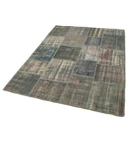 Gri Halı Bohem Stil Eskitme Yüzeyli Geometrik Motifli Salon Halısı El Dokuma Özel Seri