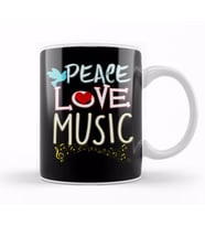 Cute Peace Love Music Hippie Hipster Festival Kupa Bardak Porselen
