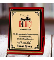 Balıkçı Baskılı Plaket (1. Tasarım)  Kişiye Özel (Kırmızı)