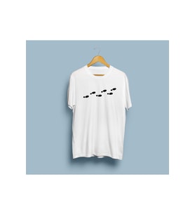 Oversize Ayak İzi Baskılı Tasarım Unisex T-shirt