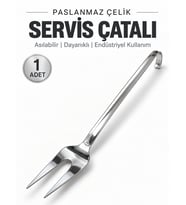 Beylini Endüstriyel Sanayi Tipi Servis Çatalı Paslanmaz Çelik Uzun Saplı Lokanta Restoran Yemekhane Asılabilir Mutfak Çatalı