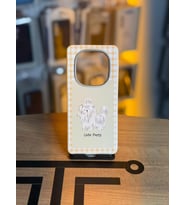 Redmi Note 14 Pro Uyumlu Özel Tasarım Sevimli Figürlü Deri Dokulu Telefon Kılıfı (Bej)