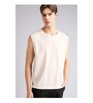 Defacto 26Y801003081 Ekru Erkek Kolsuz T-shirt C7205AX/ER105